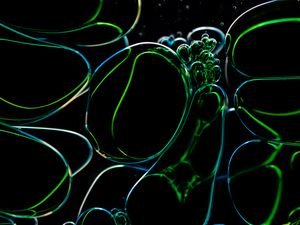 Preview wallpaper liquid, bubbles, glare, macro, green