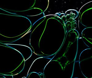 Preview wallpaper liquid, bubbles, glare, macro, green