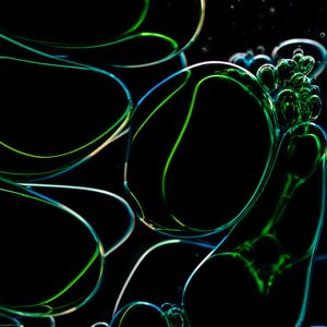 Preview wallpaper liquid, bubbles, glare, macro, green