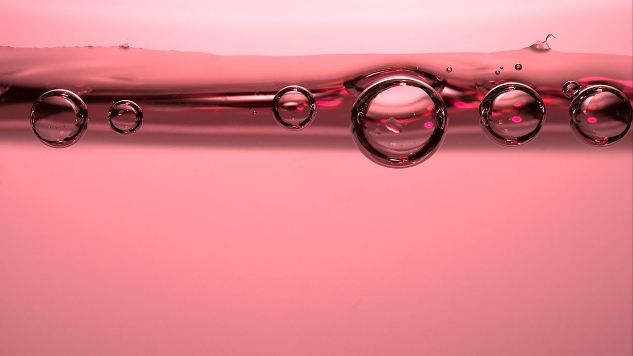 Wallpaper liquid, bubbles, macro, pink