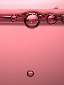 Preview wallpaper liquid, bubbles, macro, pink