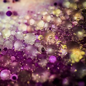 Preview wallpaper liquid, oil, bubbles, macro, purple