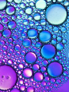 Preview wallpaper liquid, oil, bubbles, macro, purple, blue