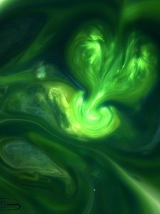 Preview wallpaper liquid, paint, abstraction, glow, green