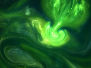 Preview wallpaper liquid, paint, abstraction, glow, green