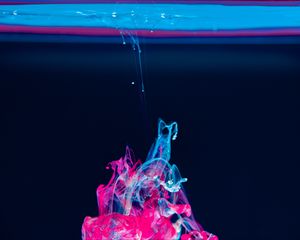 Preview wallpaper liquid, paint, macro, blue, pink