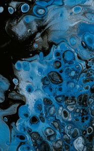 Preview wallpaper liquid, paint, spots, stains, abstraction, blue