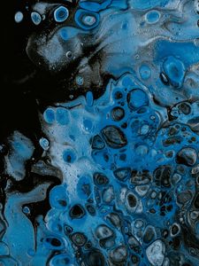 Preview wallpaper liquid, paint, spots, stains, abstraction, blue