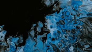 Preview wallpaper liquid, paint, spots, stains, abstraction, blue
