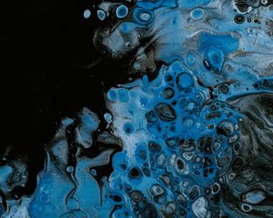 Preview wallpaper liquid, paint, spots, stains, abstraction, blue