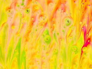 Preview wallpaper liquid, paint, stains, fluid art, abstraction, yellow