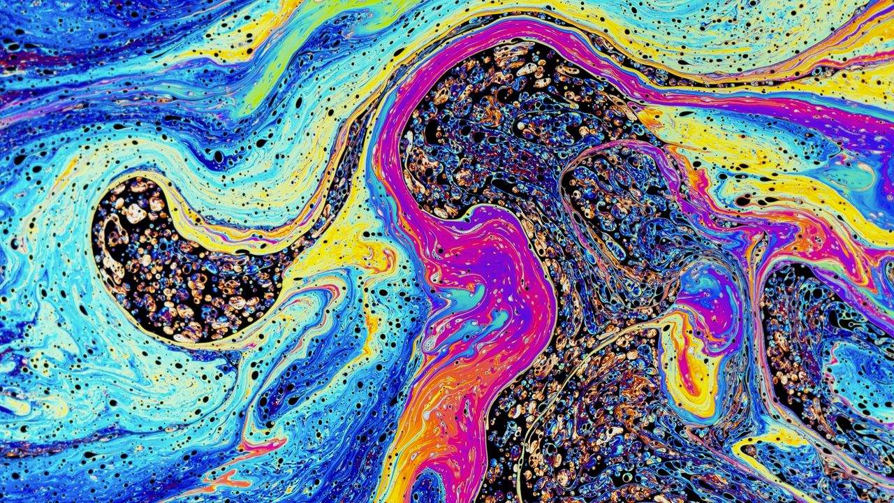 Wallpaper liquid, stains, colorful, abstraction