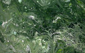 Preview wallpaper liquid, stains, paint, green, fluid art, distortion