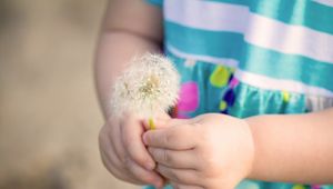 Preview wallpaper little girl, dandelion, mood