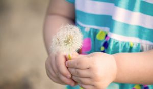 Preview wallpaper little girl, dandelion, mood