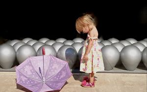 Preview wallpaper little girl, umbrella, mood