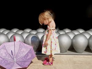 Preview wallpaper little girl, umbrella, mood