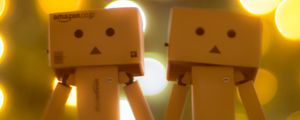 Preview wallpaper little men, robots, light, bokeh