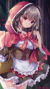 Preview wallpaper little red riding hood, girl, glance, anime, art