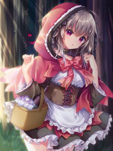 Preview wallpaper little red riding hood, girl, glance, anime, art