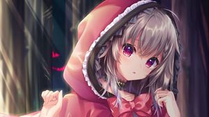 Preview wallpaper little red riding hood, girl, glance, anime, art