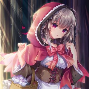 Preview wallpaper little red riding hood, girl, glance, anime, art