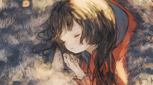 Preview wallpaper little red riding hood, girl, wolf, anime