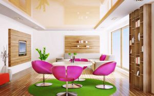 Preview wallpaper living room, bathroom, chairs, pink, design