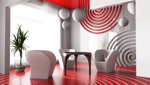 Preview wallpaper living room, chair, table, comfort, interior, modern