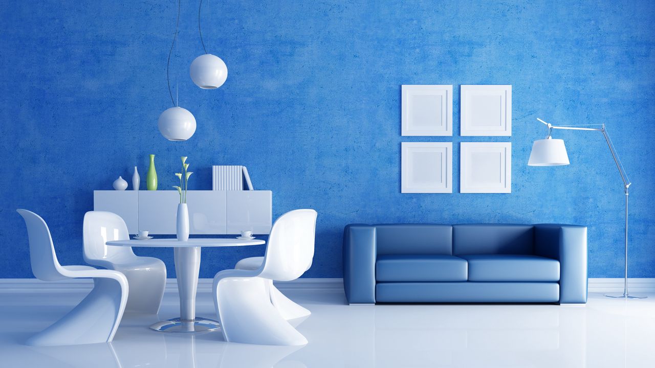 Wallpaper living room, furniture, eg, blue tone, wallpaper