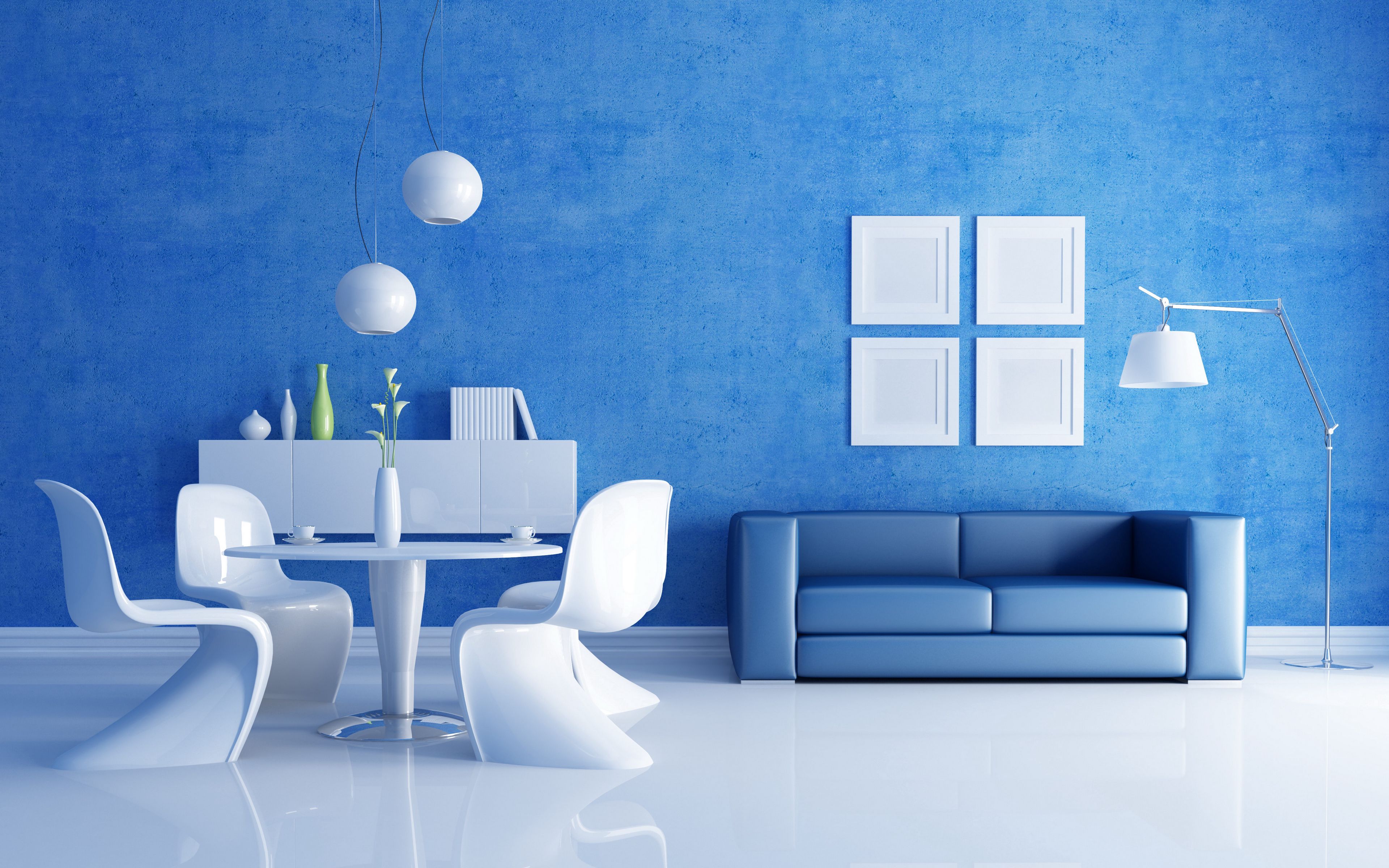 Download wallpaper 3840x2400 living room, furniture, eg, blue tone,  wallpaper 4k ultra hd 16:10 hd background