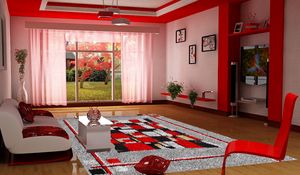 Preview wallpaper living room, furniture, style, red
