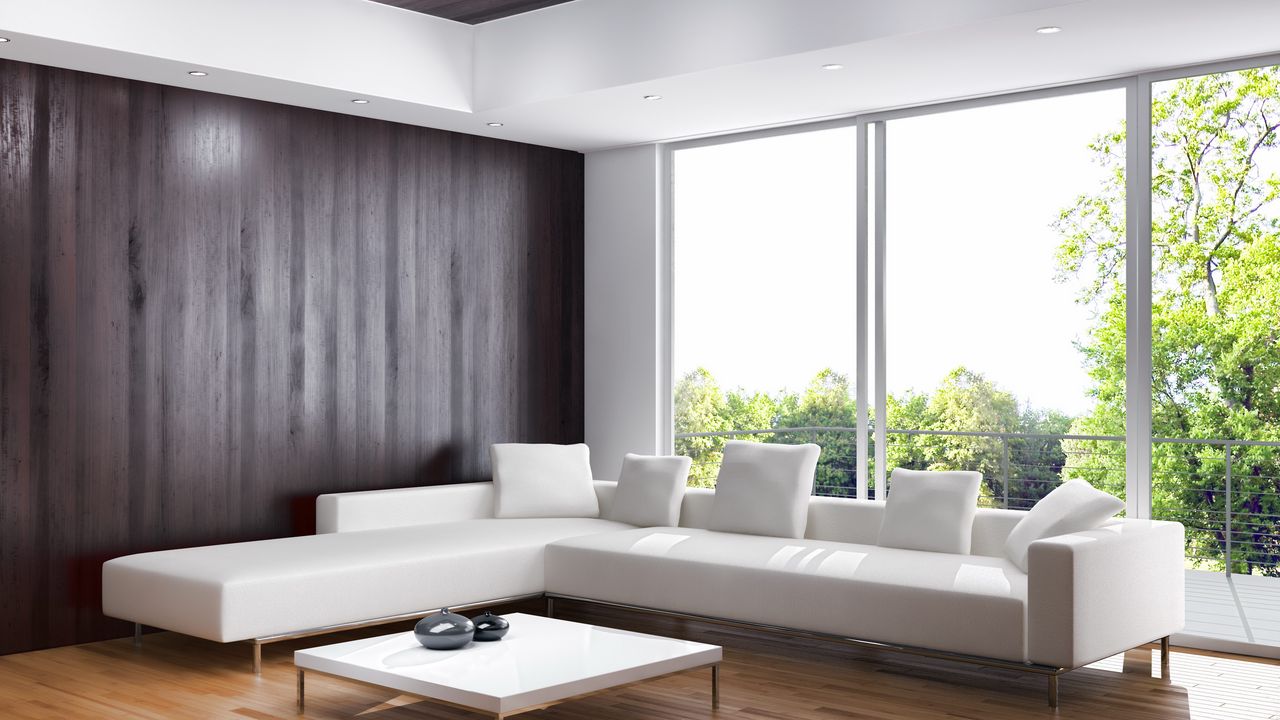 Wallpaper living room, light, window, balcony, sofa, table