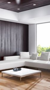 Preview wallpaper living room, light, window, balcony, sofa, table