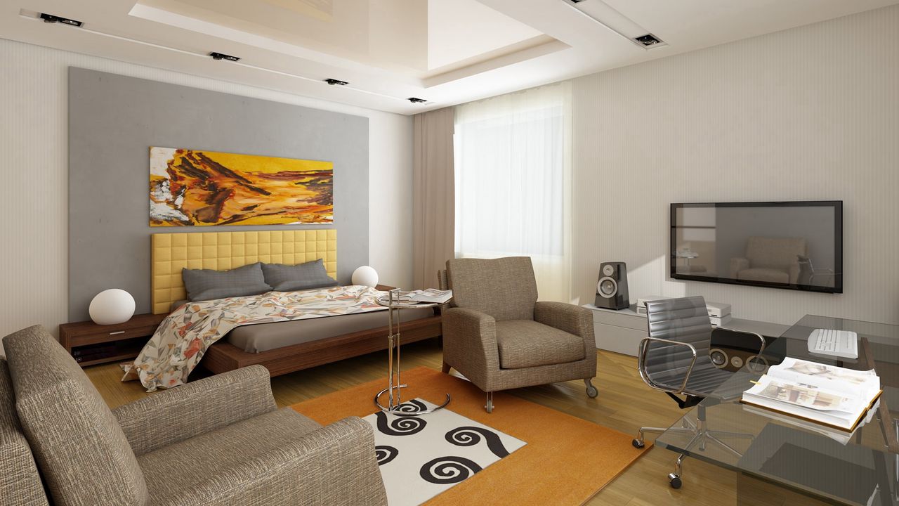Wallpaper living room, tv, sofa, furniture, style