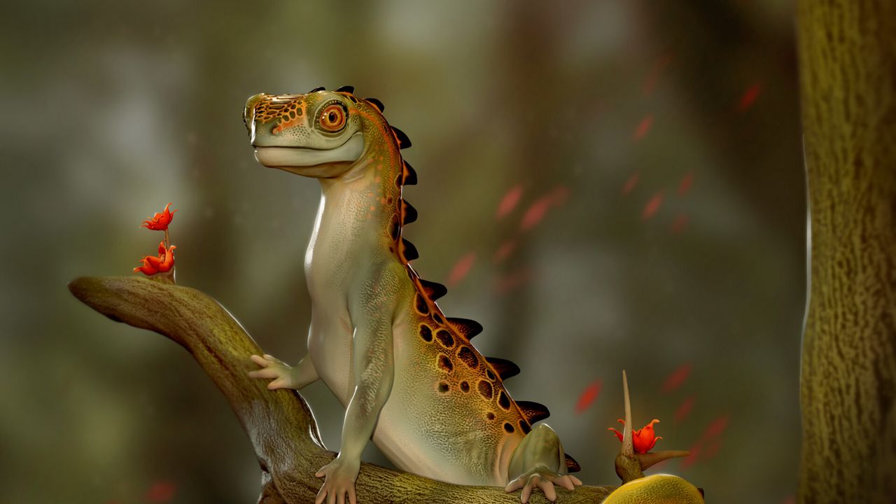 Wallpaper lizard, reptile, funny, art