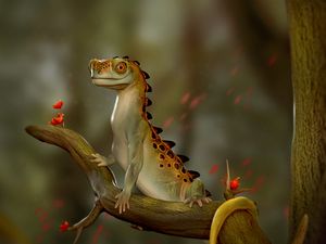 Preview wallpaper lizard, reptile, funny, art