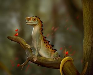 Preview wallpaper lizard, reptile, funny, art