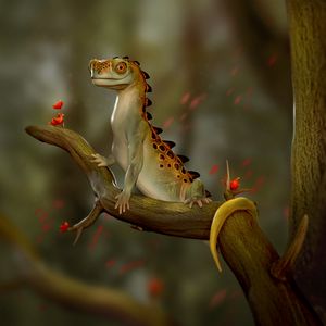 Preview wallpaper lizard, reptile, funny, art