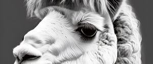 Preview wallpaper llama, black and white, animal, cute, funny