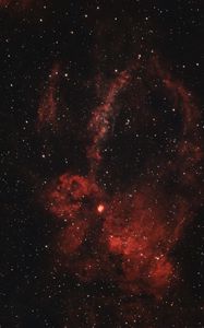 Preview wallpaper lobster claw nebula, nebula, glow, stars, red, space