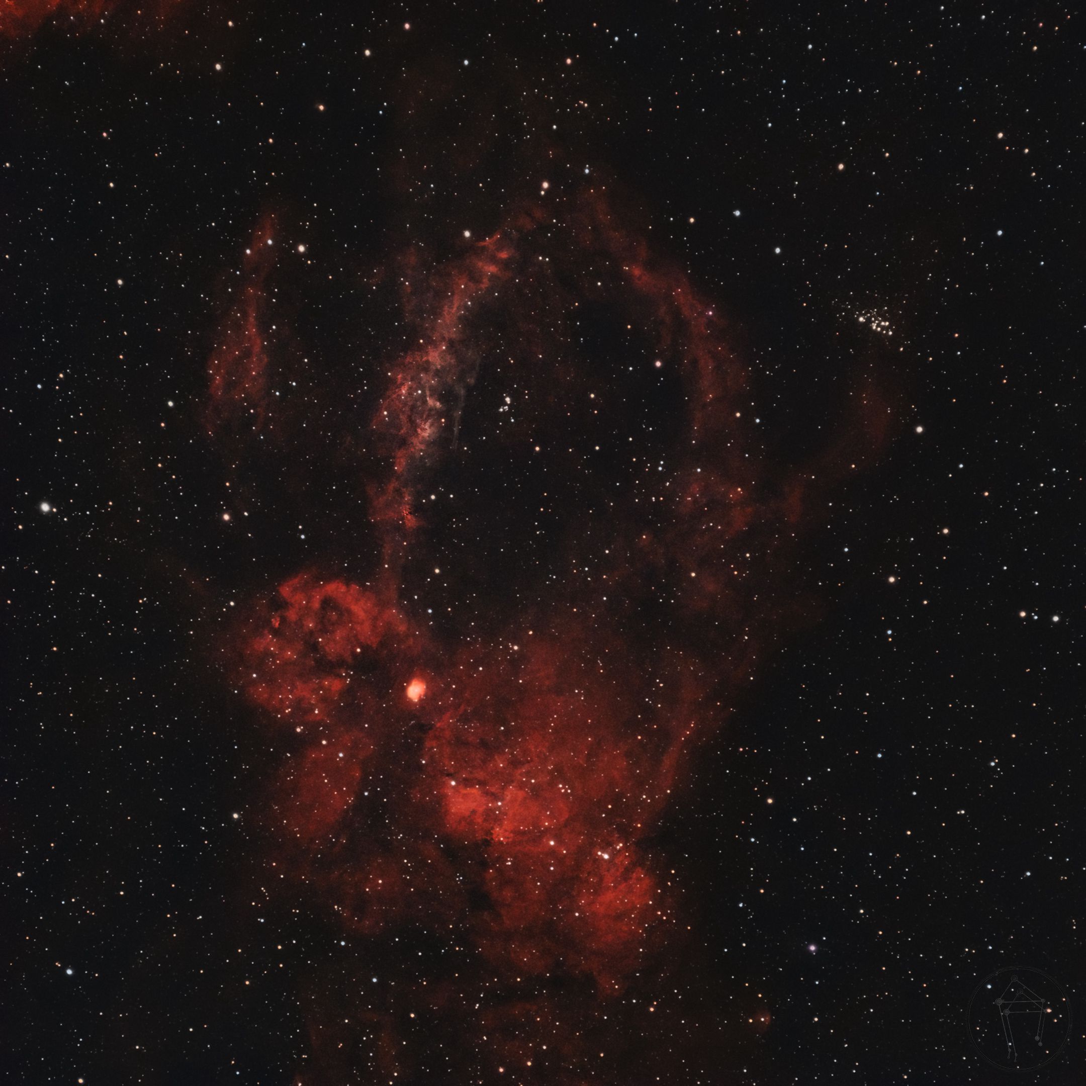 Download wallpaper 2160x2160 lobster claw nebula, nebula, glow, stars