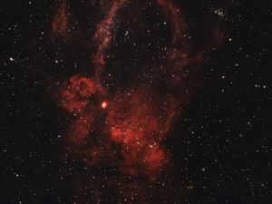 Preview wallpaper lobster claw nebula, nebula, glow, stars, red, space