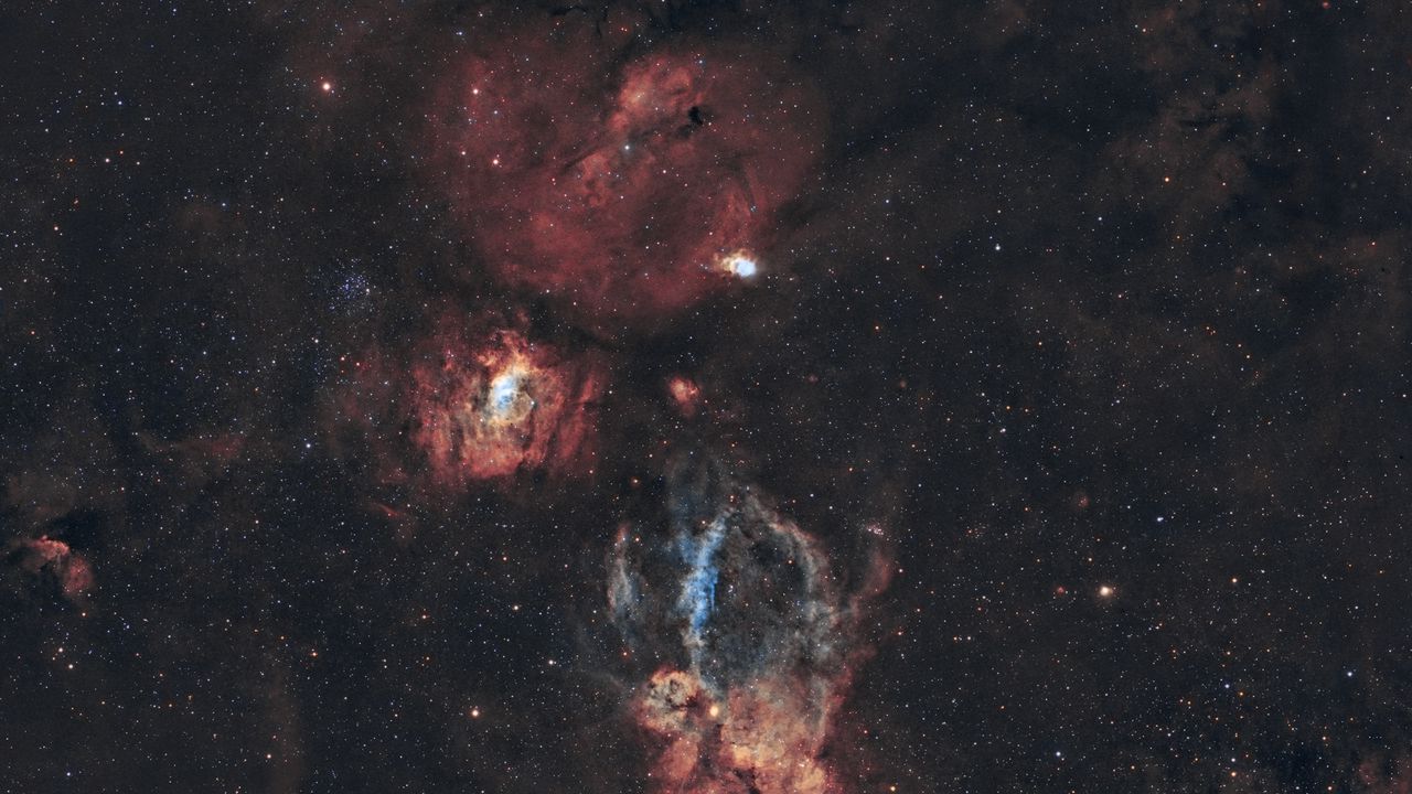 Wallpaper lobster claw nebula, nebula, stars, glare, space