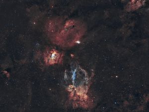 Preview wallpaper lobster claw nebula, nebula, stars, glare, space