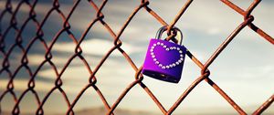 Preview wallpaper lock, heart, mesh, fence, rust