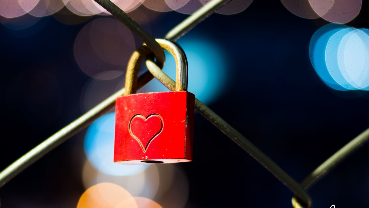 Wallpaper lock, heart, red, love