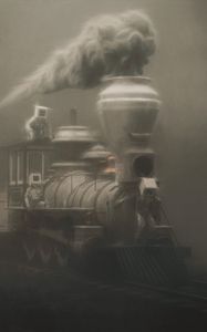 Preview wallpaper locomotive, smoke, art