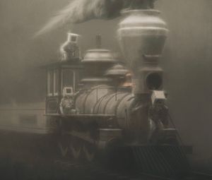 Preview wallpaper locomotive, smoke, art