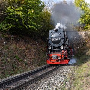 Preview wallpaper locomotive, smoke, rails, railroad